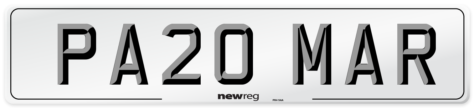 PA20 MAR Number Plate from New Reg